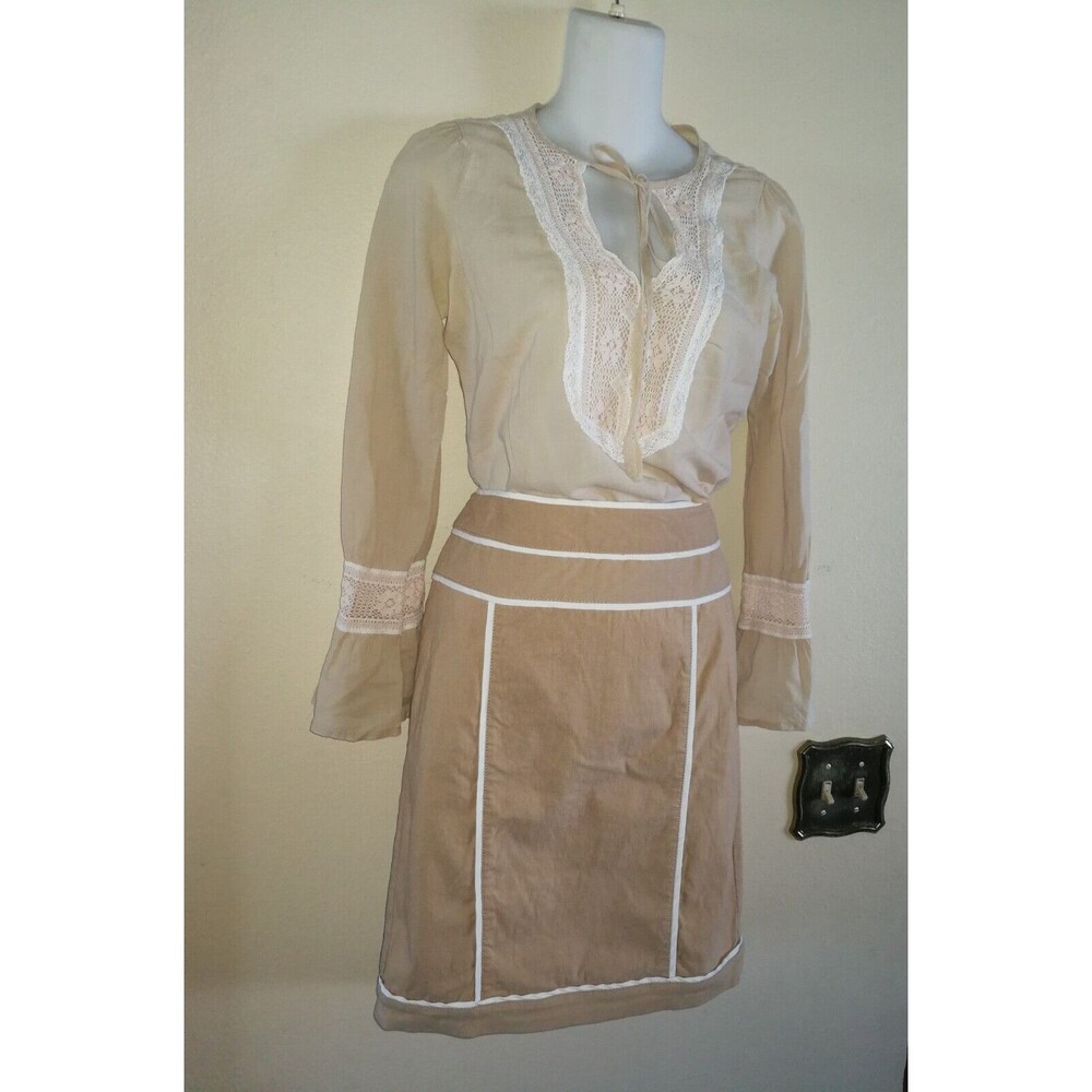 Women's Outfit 2 pc Maje Beige Top Sz S & XOXO Stretch Beige Skirt Sz 11 - 12